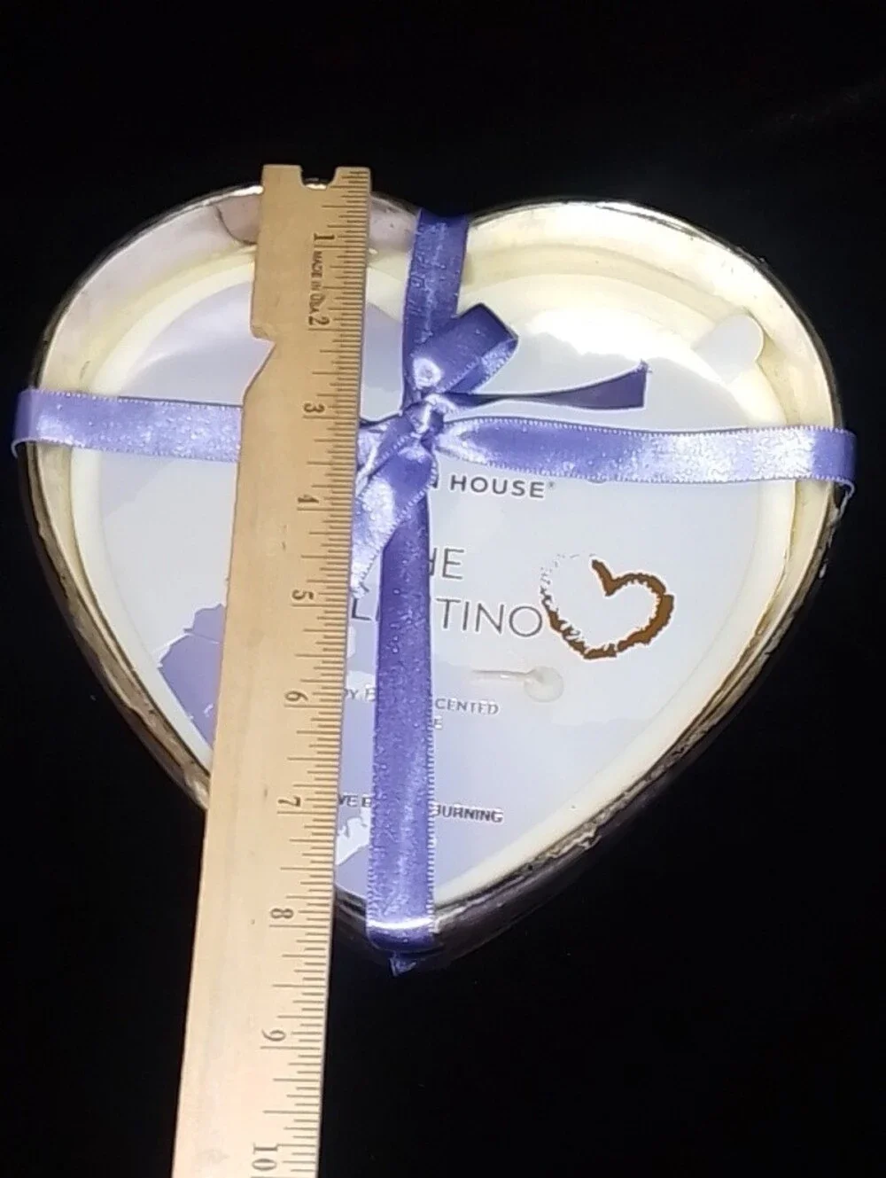Heart-Shaped Lavender Purple Soy Candle with Ribbon